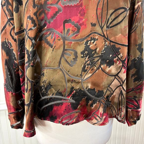 Chicos Size 1 US M Vintage Cardigan Silk Blend Burnout Whimsigoth Fairy Grunge - Picture 10 of 15